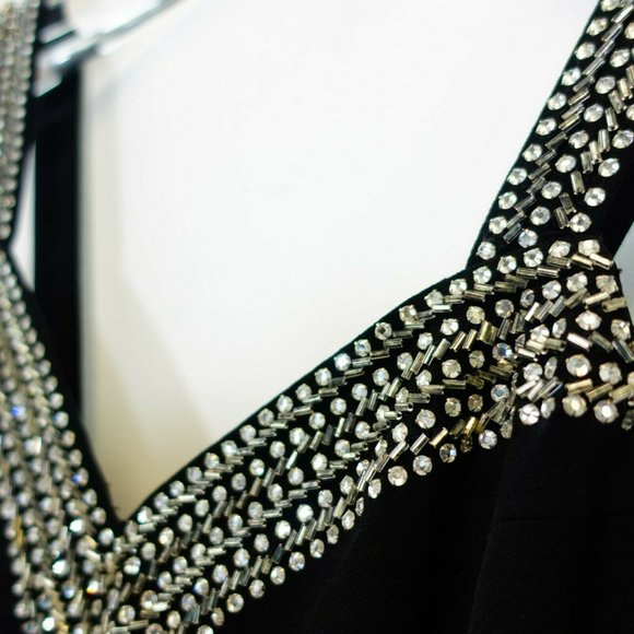 VINTAGE ROSE TAFT Black Evening Dress‎ MEDIUM Sweetheart Beaded Embellished - Picture 6 of 11